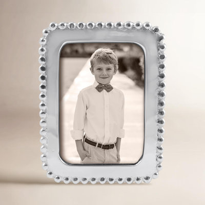 Beaded Silver Metal Beaded Picture Frame