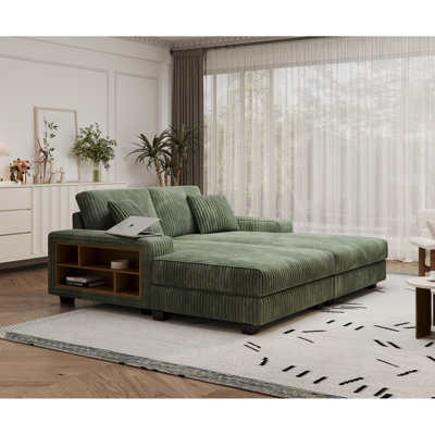 Comfy , Convertible Sectional With Wrinkle Corduroy & Wood, Double Lounge Chair For Living Space Comfortable Room Oversized Pilling Fabric Wood Construction,