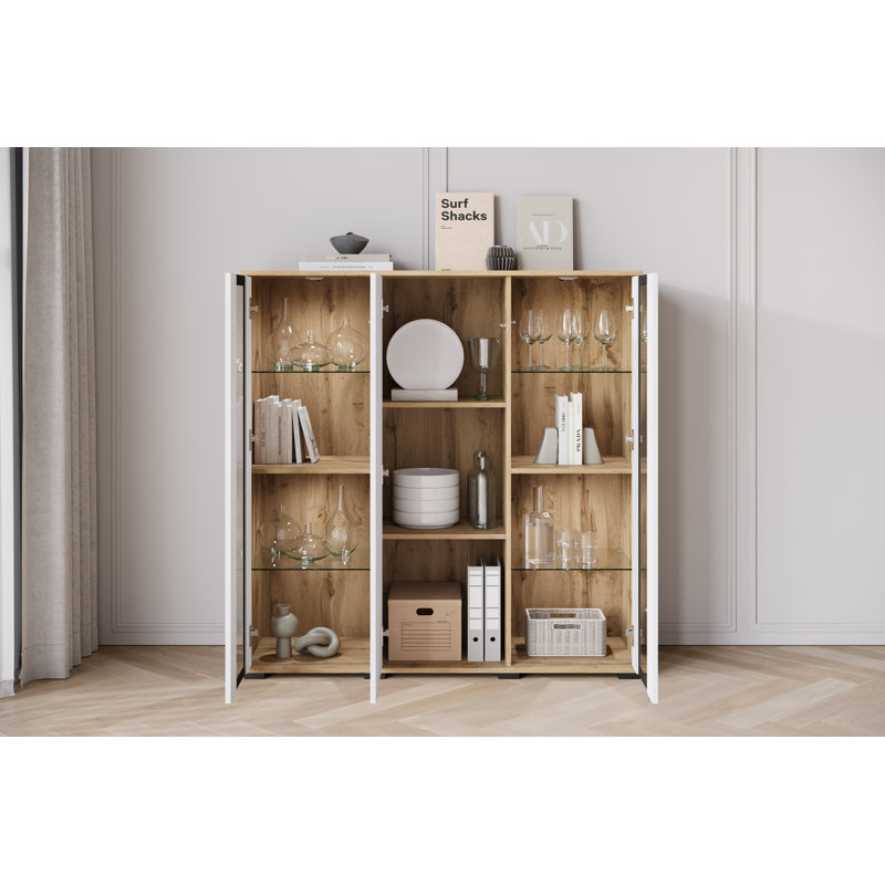 Myton Laminate Rectangle Accent Cabinet, Oak/White