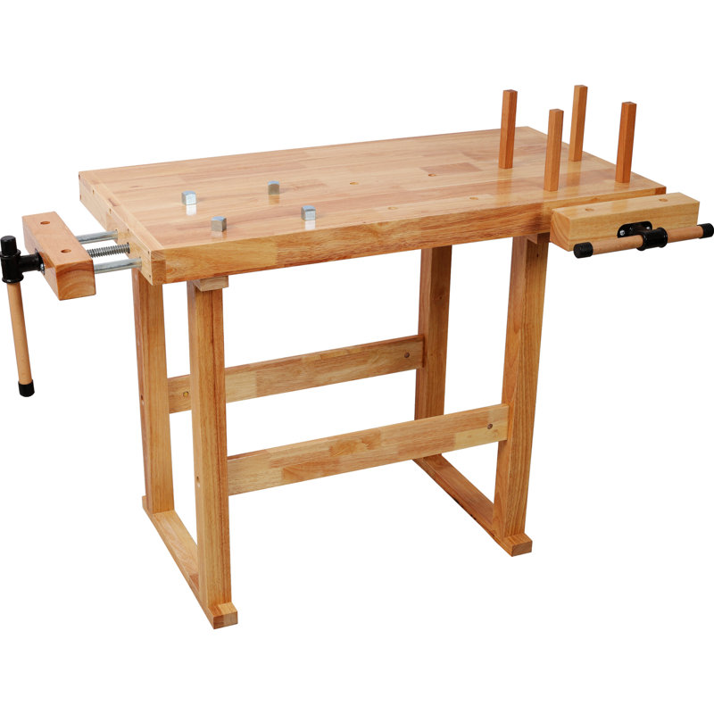 Établi de 40 po en bois d'hévéa, capacité de 330 lb, poignée réglable, idéal pour les projets de menuiserie, fabrication de bijoux et bricolage