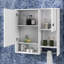 Pharmacie de salle de bain avec miroir 29 po x 28 po, armoire de rangement murale avec porte, tablette réglable et barre à serviettes-1380723680