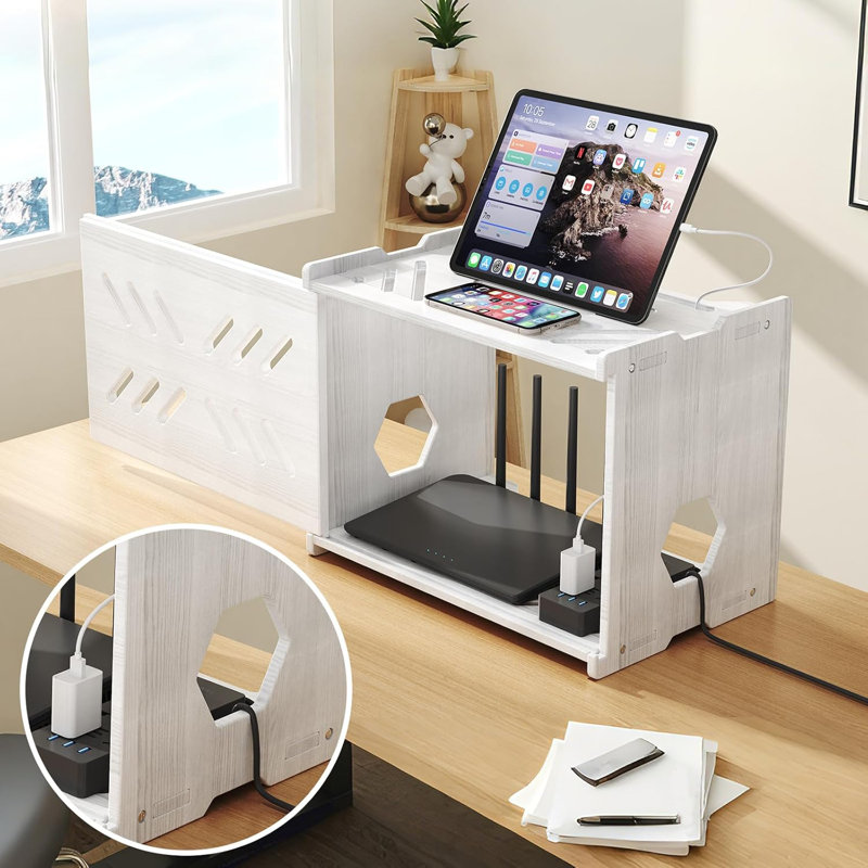 Tablette de rangement en bois en bois, Blanc
