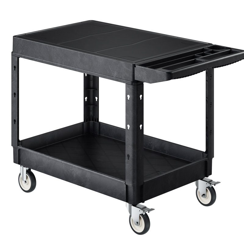 2-shelf Utility Cart 550 lbs Service Cart with Wheels, 34.1" H x 44" W x 25.5" D