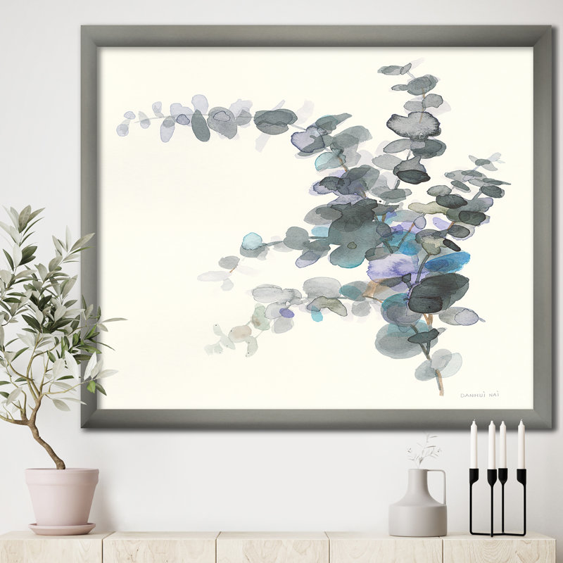 « gris aquarelle fleur iii »-reproduction d’image sur toile, H 16 po x l 16 po x P 1 po, Cadre argenté