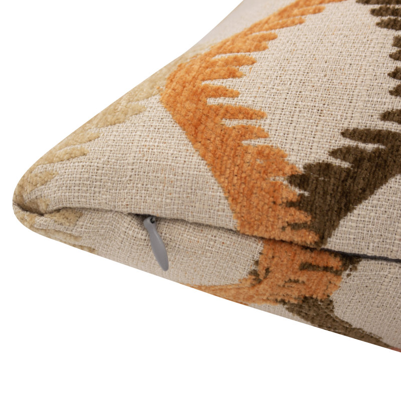 Housse de coussin carrée corail Luxury, Orange/brun, Plumes