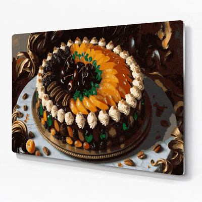 Desserts Fruit cake Black Metal Wall Art