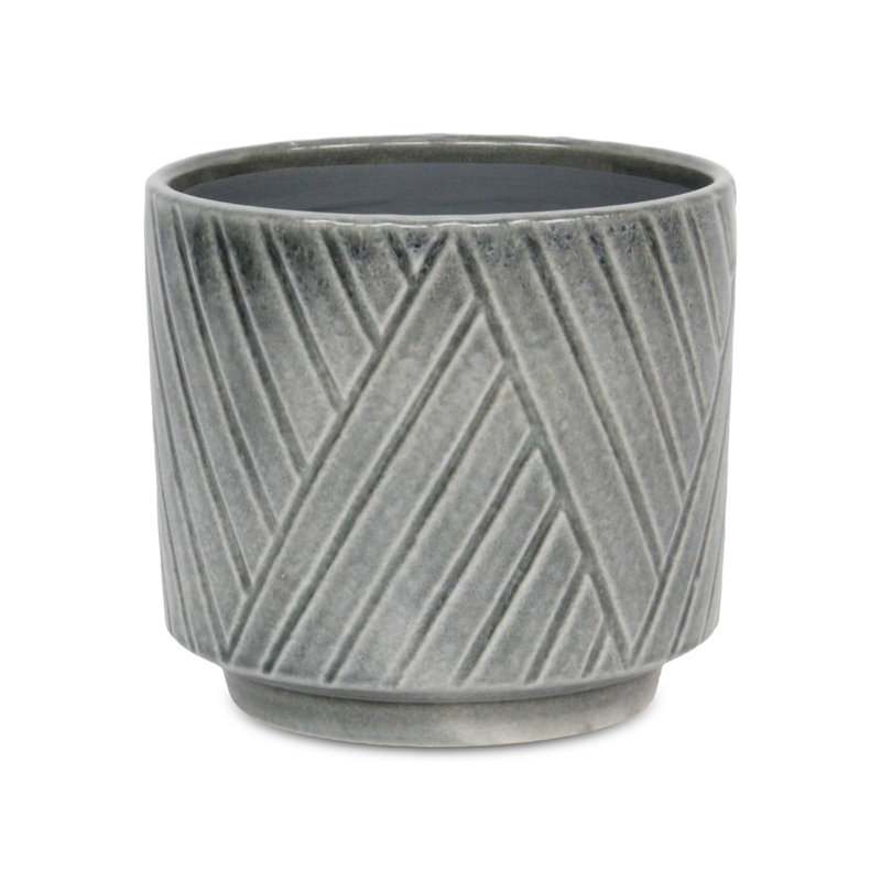 Kettering Handmade Ceramic Pot Planter, Light Gray, 6.5" H x 7" W x 7" D