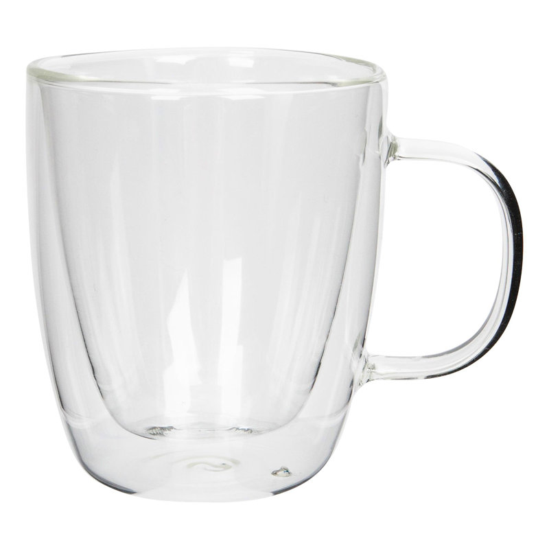 Rink Drink - Double-Walled Glass Coffee Cups Set - 386ml - Pack of 6