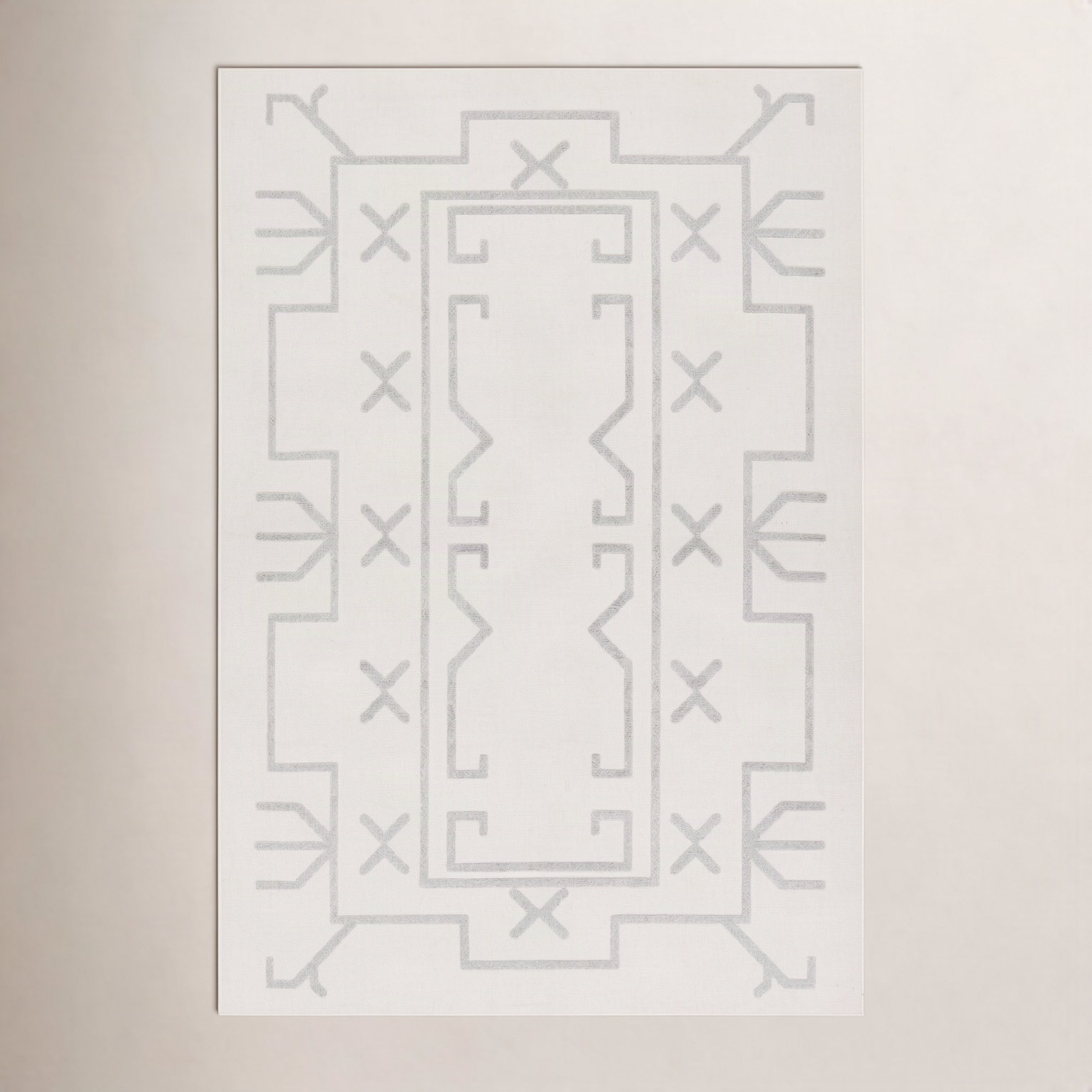 Cobblefield Cream Gray Geometric Outdoor Rug, Rectangle 8' x 10'