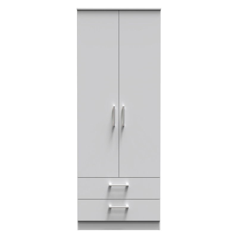 Fully Assembled Devon 1 Door Wardrobe, Grey, 196" H x 74" W x 53" D