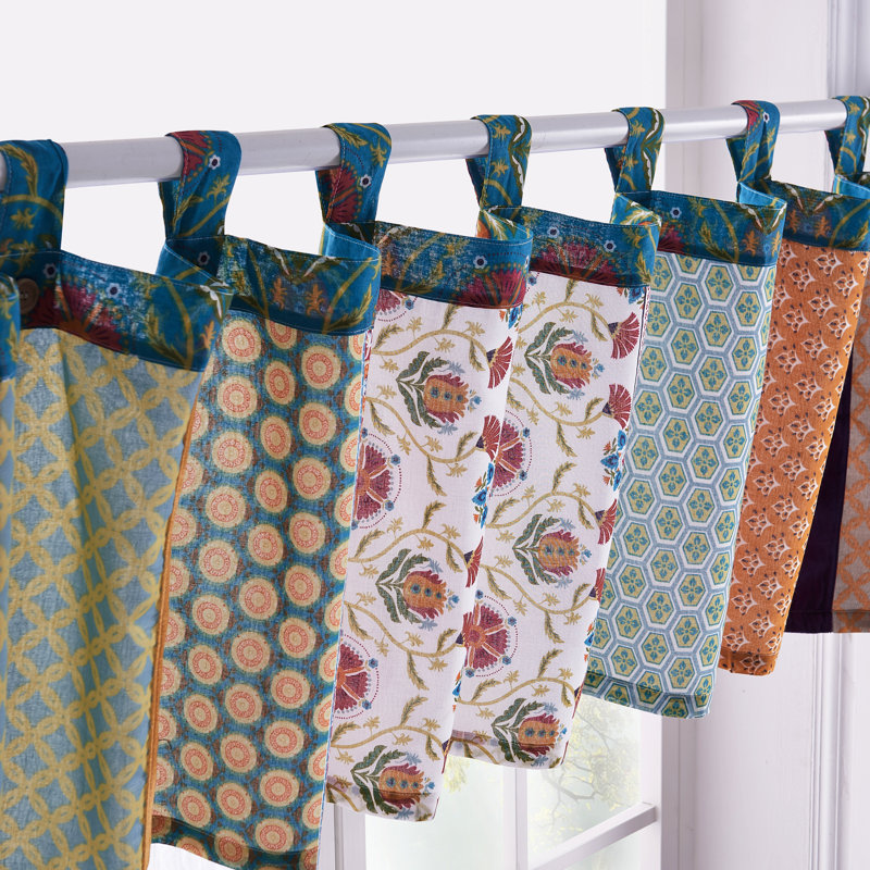 Greenland Home Fashions Thalia Window Valance – 21" H Lined Cotton-Blend Curtain With Tab Top And Button Details, 84" W