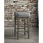 Paire de tabourets de bar de 74 cm (29 po), similicuir gris, bois massif vieilli, style transitionnel raffiné, siège en cuir, structure en bois au fini