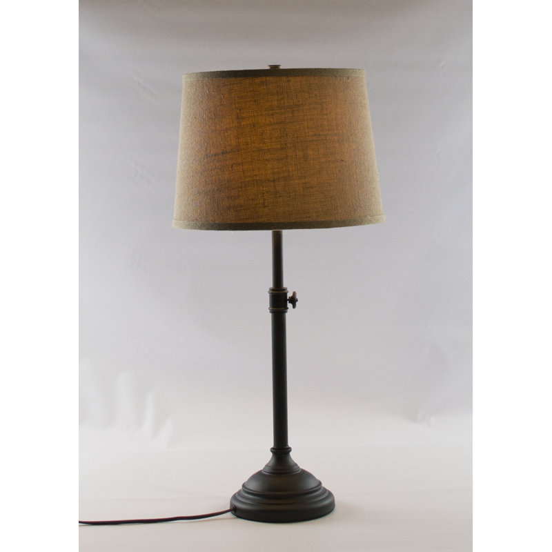 Caitlynne Metal Table Lamp, Natural Burlap, Black