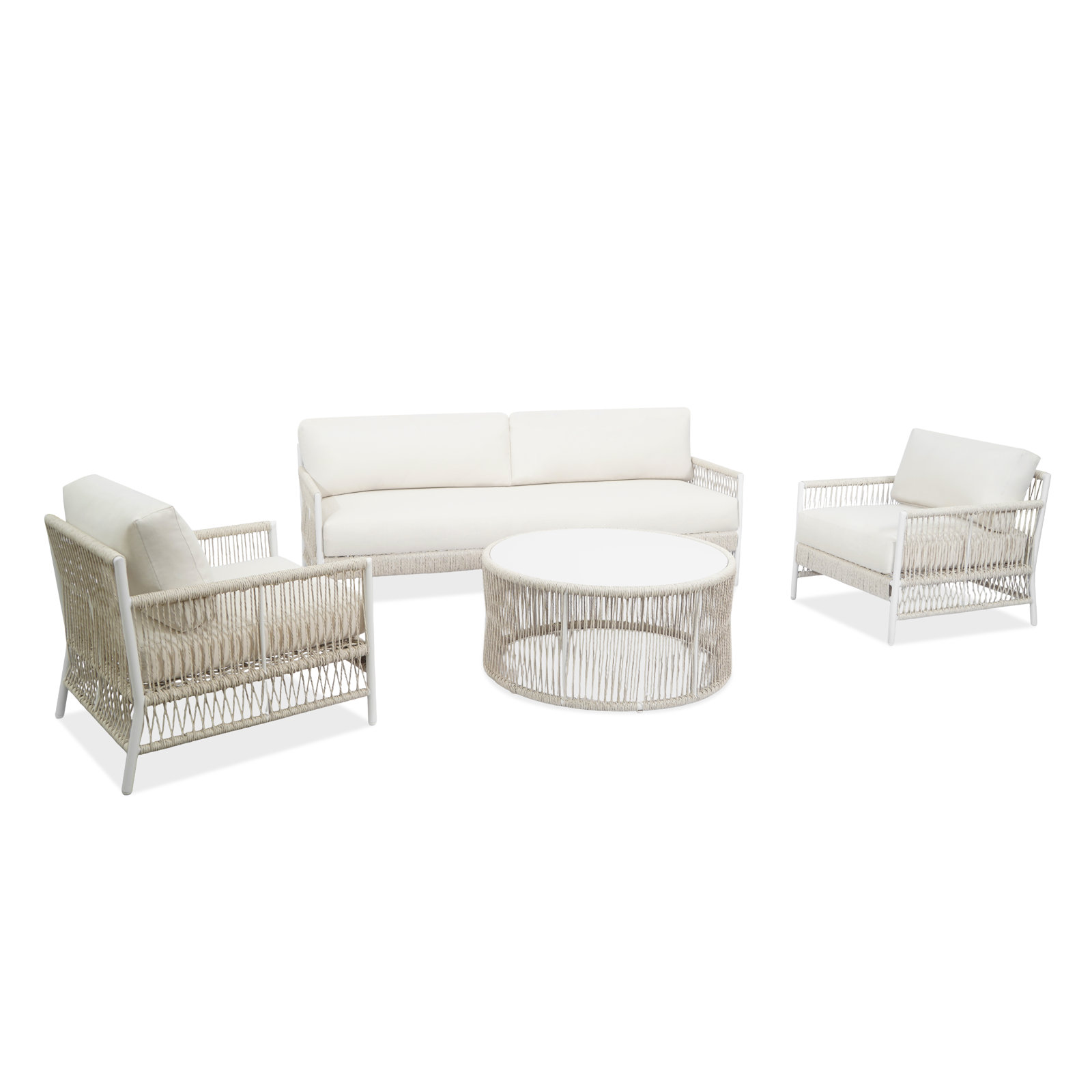 5-person Aluminum Outdoor Rattan Patio Seating Group With Cushions