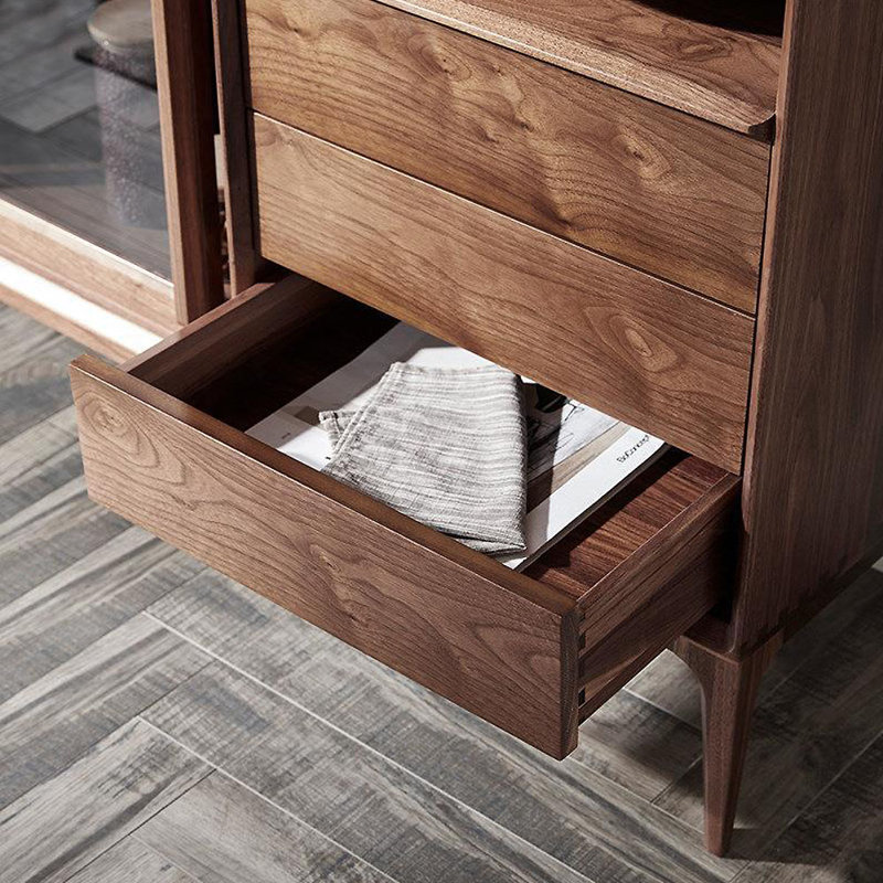 Buffet multifonctionnel avec porte de rangement en verre