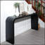 Élégante console en bois noir avec motif de cascade incurvée et perles en bois fabriquées à la main pour des entrées et des couloirs élégants-458246244