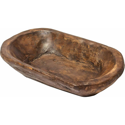 Decorative Bowl Home Decor  10 Inch, Hand Crafted Spanish Oak Wooden Dough Bowl Decor, Table Centerpiece