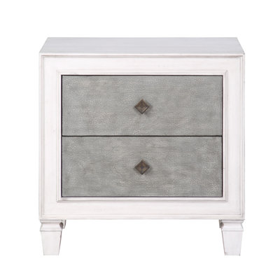Modern 2-Drawers Nightstand Wooden Bedroom Furniture 1Pc Farmhouse Style