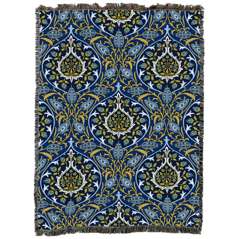 Couverture William Morris Rosebud, L 80 po x L 60 po, Bleu