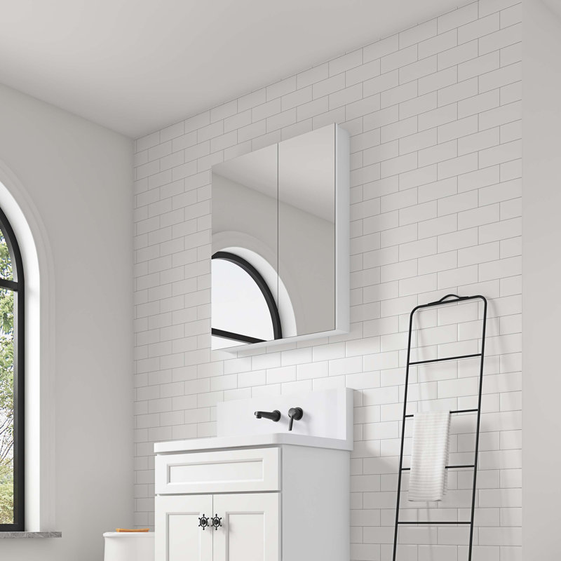 36'' W x 26'' H Surface Frameless Mirror Medicine Cabinet, Beveled Mirror Edges Bathroom Medicine Cabinet