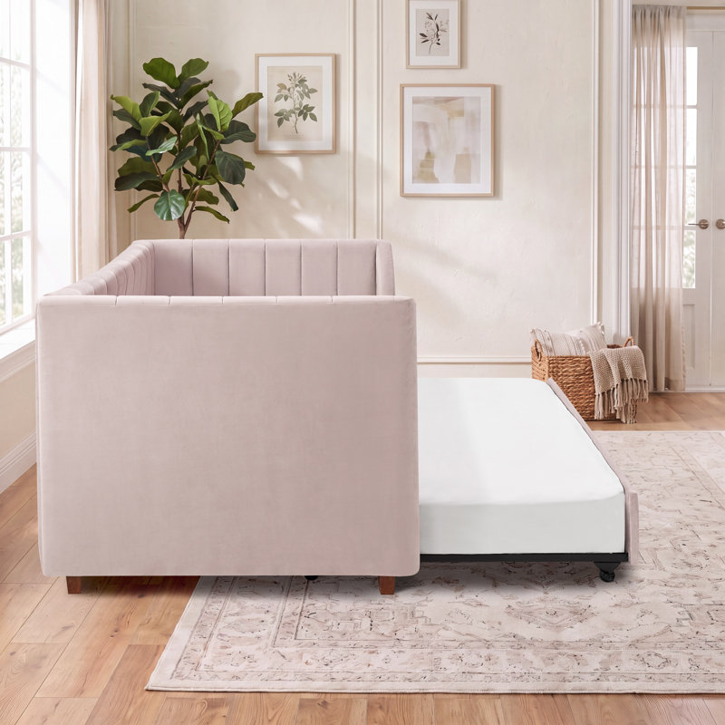 Lit de jour simple avec couchette Ricketts, Rose