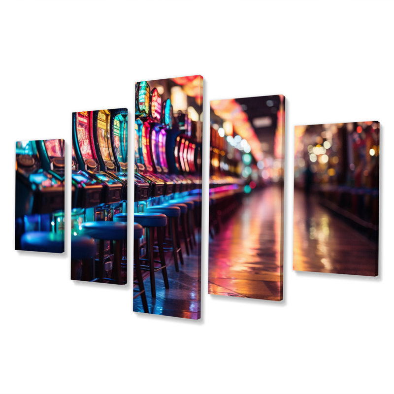 Saterfiel - casino et jeux, reproduction sur toile - 5 panneaux