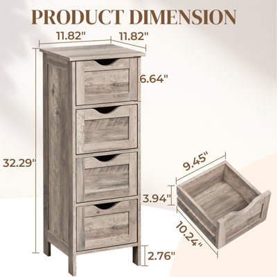 Armoire de salle de bain 32 "à 4 tiroirs H 32"