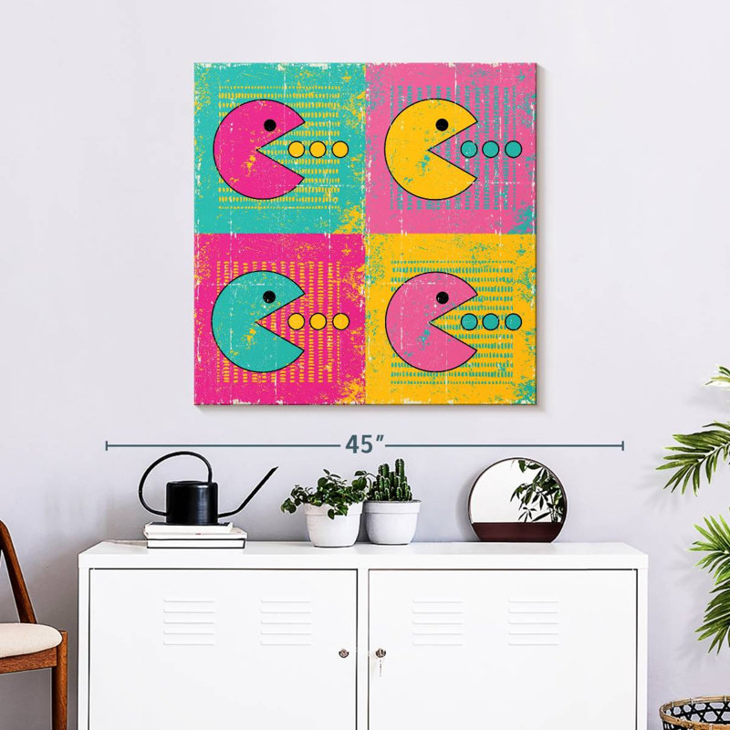 " Retro Pastel Pacman " Print, 30" H x 30" W x 1.25" D