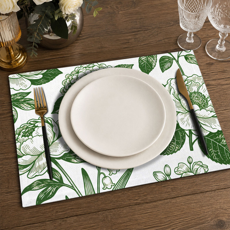 4-Piece Polyester Rectangle Dining Table Placemat