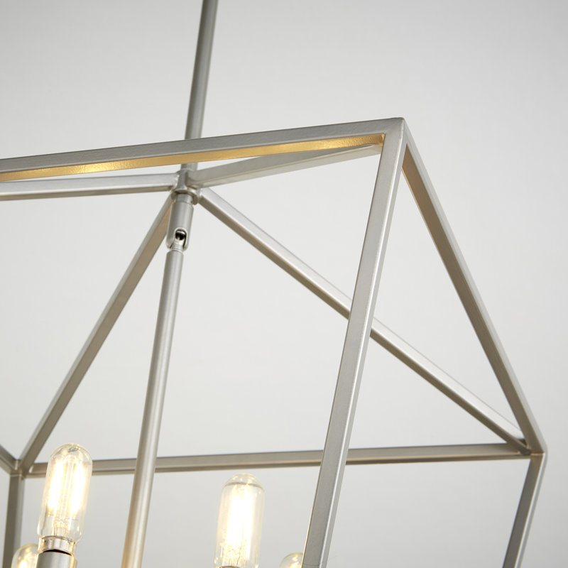 Arletta 6 - Light Dimmable Lantern Square / Rectangle Chandelier, Classic Nickel