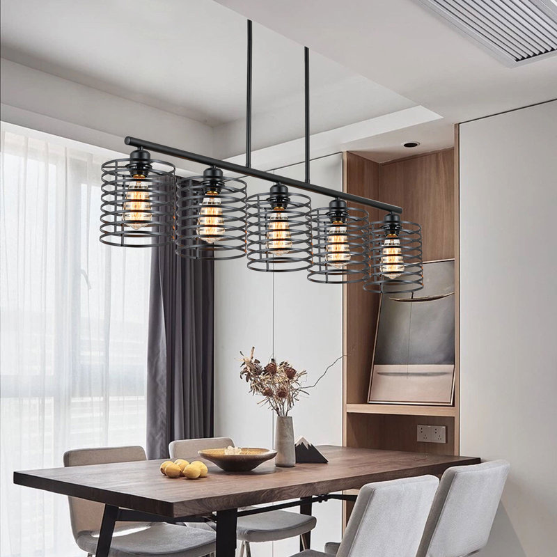 Luminaire suspendu linéaire contemporain 5 lumières