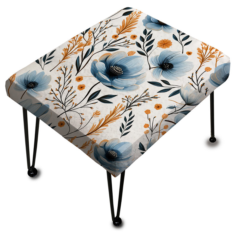 Motif floral aquarelle fantaisie bleue - Repose-pieds rectangulaire floral