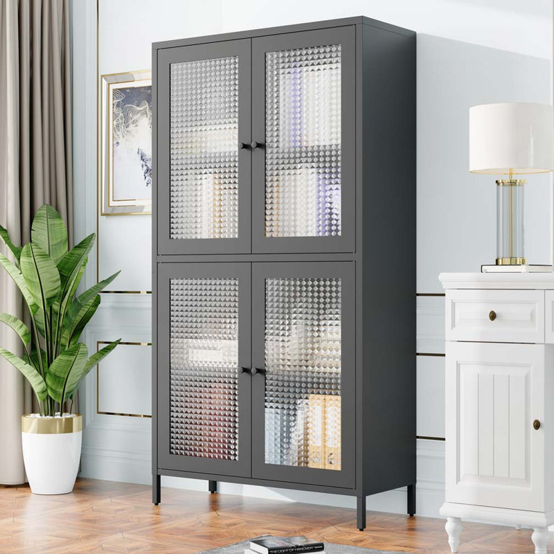Vitrine avec 4 portes en verre et 4 tablettes