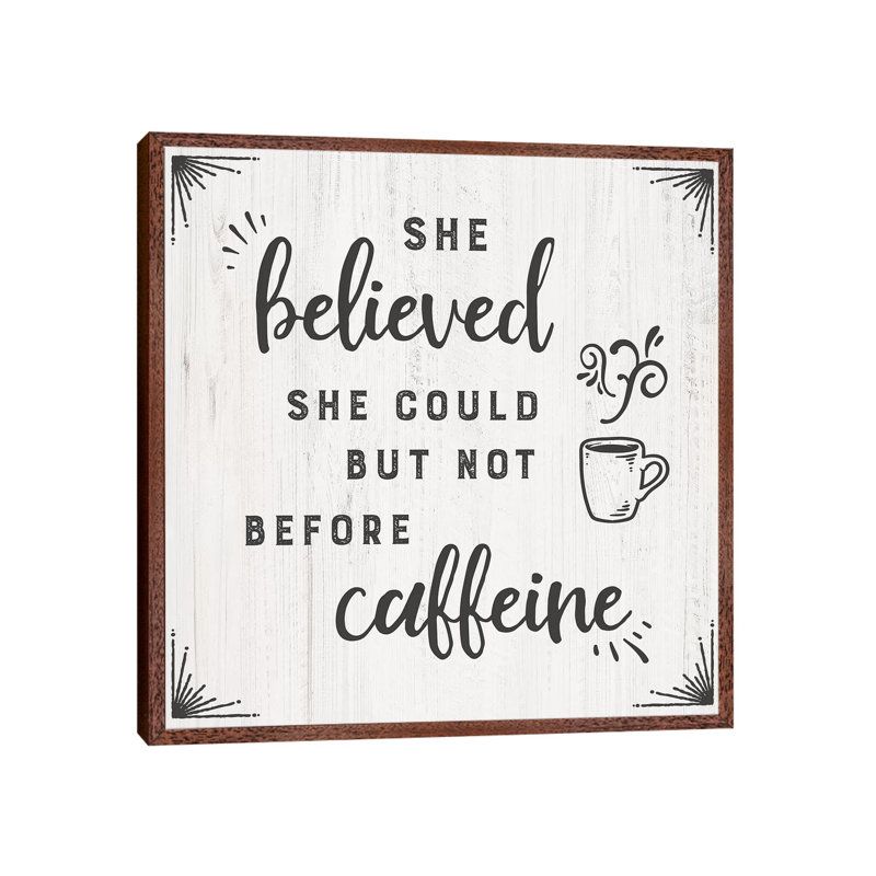 Caffiene - Print on Canvas, Classic Brown Wood Framed, 66.04cm H x 66.04cm W x 3.81cm D