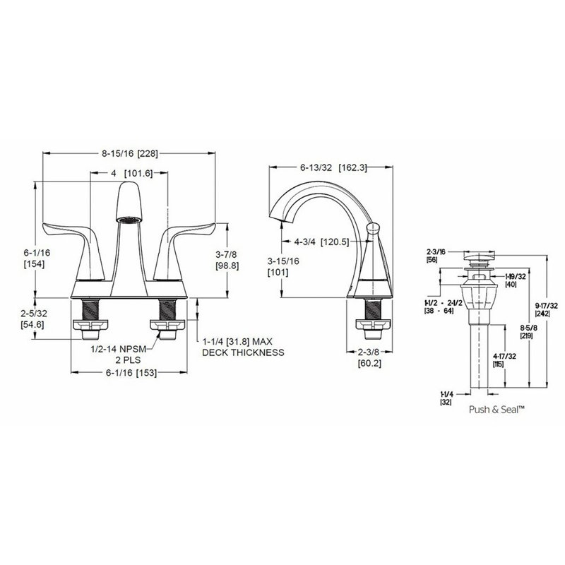 Willa Centerset Bathroom Faucet with Drain Assembly, Brushed Gold