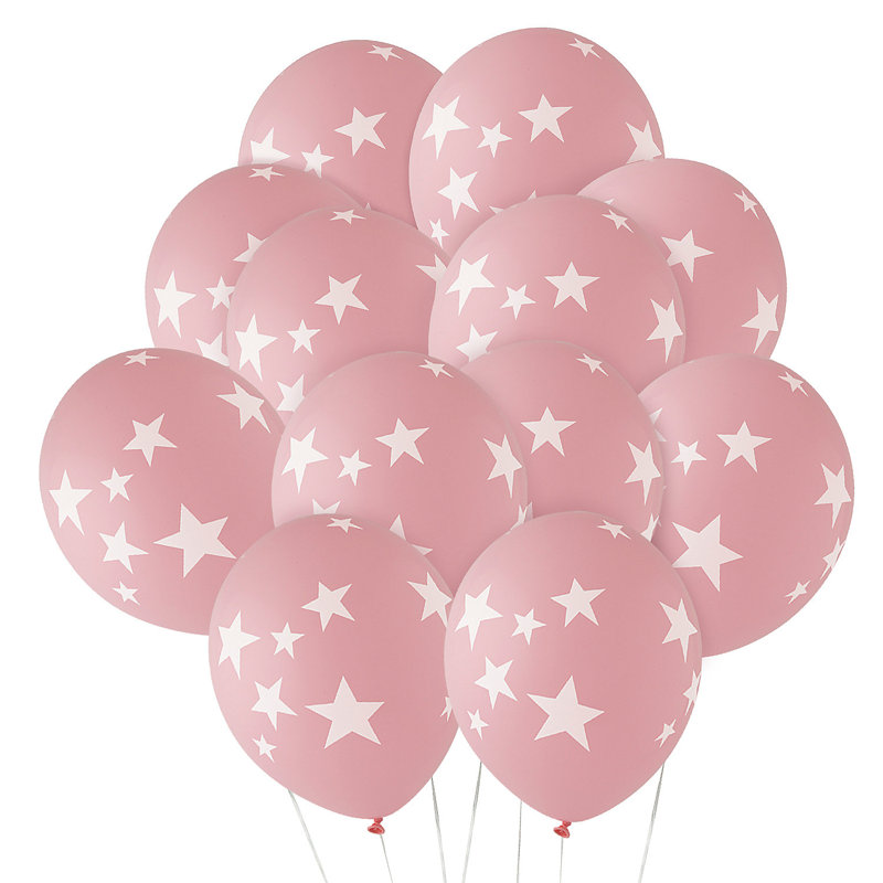 Ballons en latex 11 "Fun Express gris avec étoiles blanches - 24 pièces, Rose