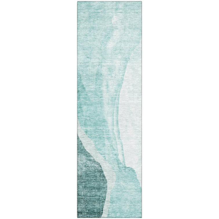 Premium Machine Washable Prisco Teal Rug