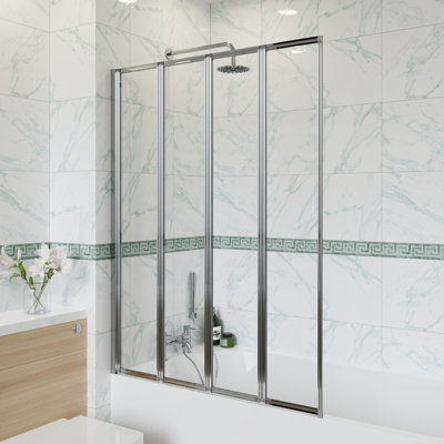 Dinton 1400mm H Framed Folding Bath Screen with Clear Glass
