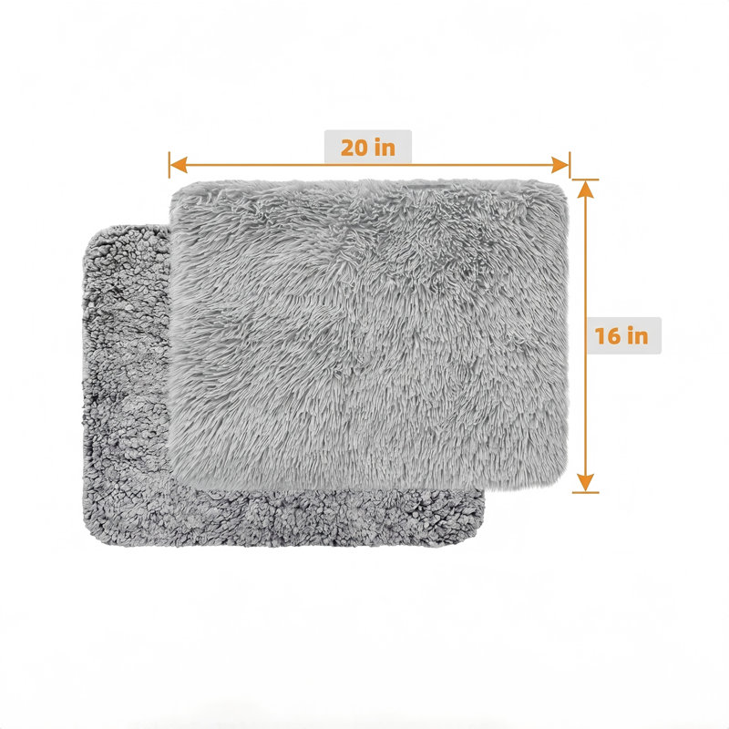 Paquet de 4 lit pour chat auto-chauffant, coussin chauffant pour animal de compagnie en peluche extra chaud avec housse lavable amovible et fond antidérapant, gris, 16 po x 20 po, pour cage, plancher, intérieur / extérieur