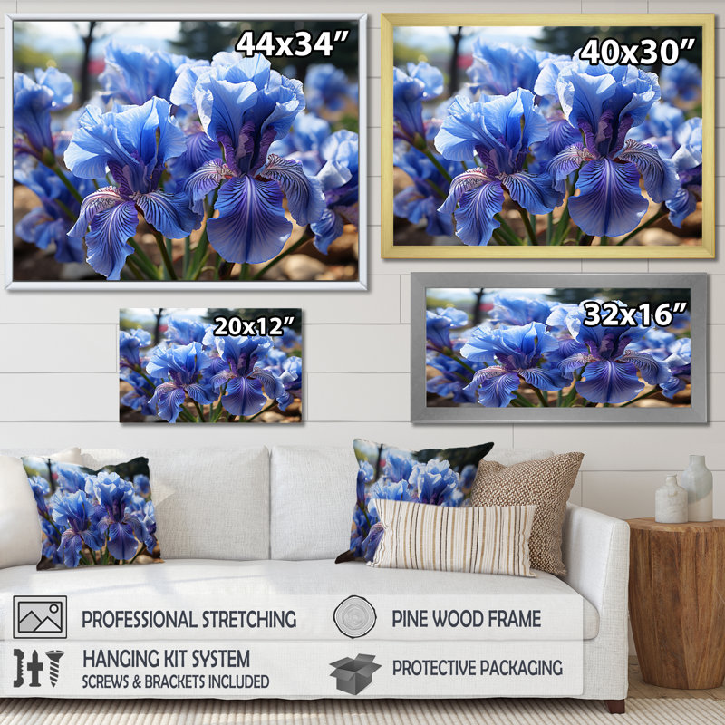 Blue Irises Field Vibrant, Toile tendue, H 12 po x l 20 po x P 1 po