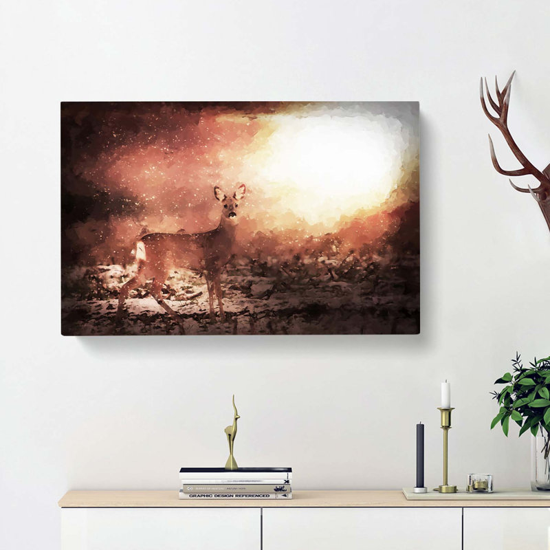 Roe Deer In Sunlight In Abstract - Wrapped Canvas, 60cm H x 91cm W x 3cm D