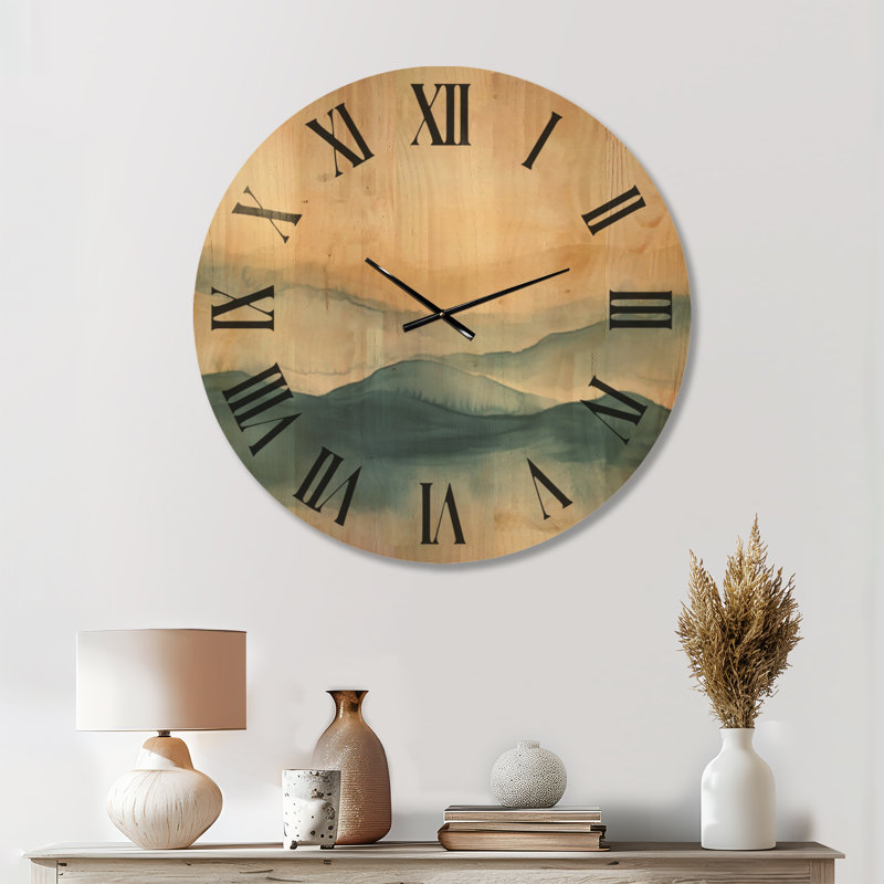 Horloge murale surdimensionnée Coastal Wave Rhythm I - Océan, imprimée sur bois, Médium