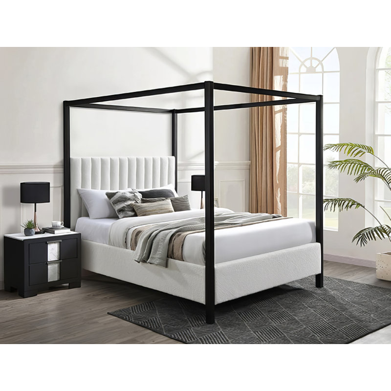 Adain Canopy Bed White Queen, Queen