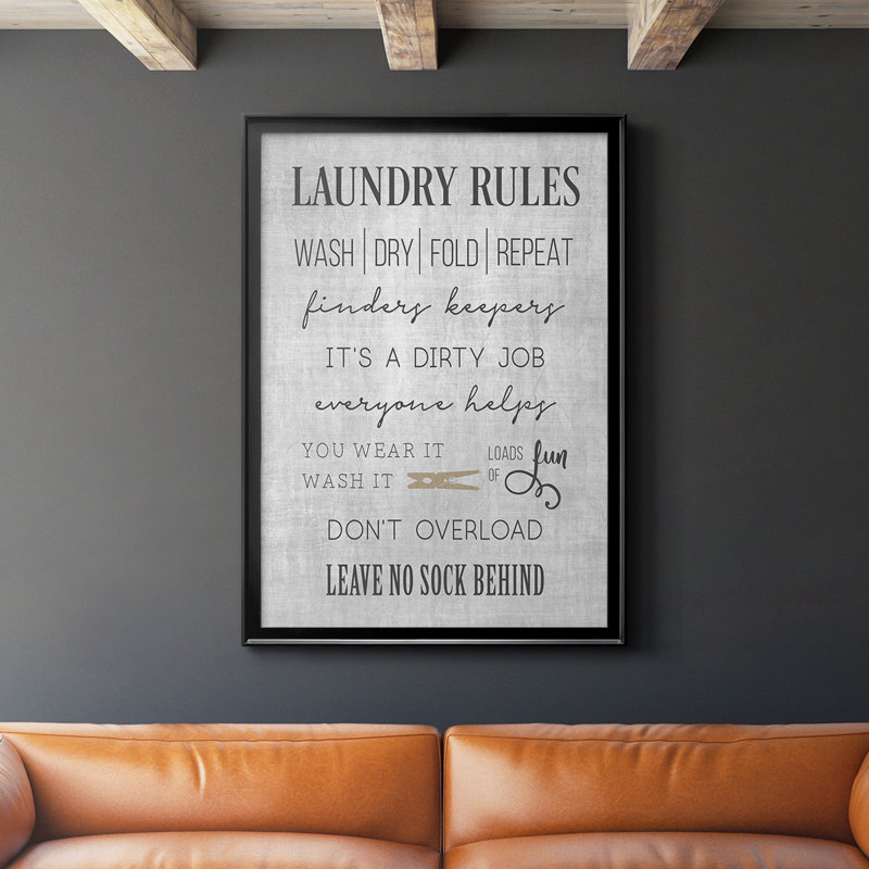 «Neutral Laundry Rules», reproduction encadrée de qualité supérieure - prête à être suspendue, H 42,5 po x l 30,5 po x P 1 po