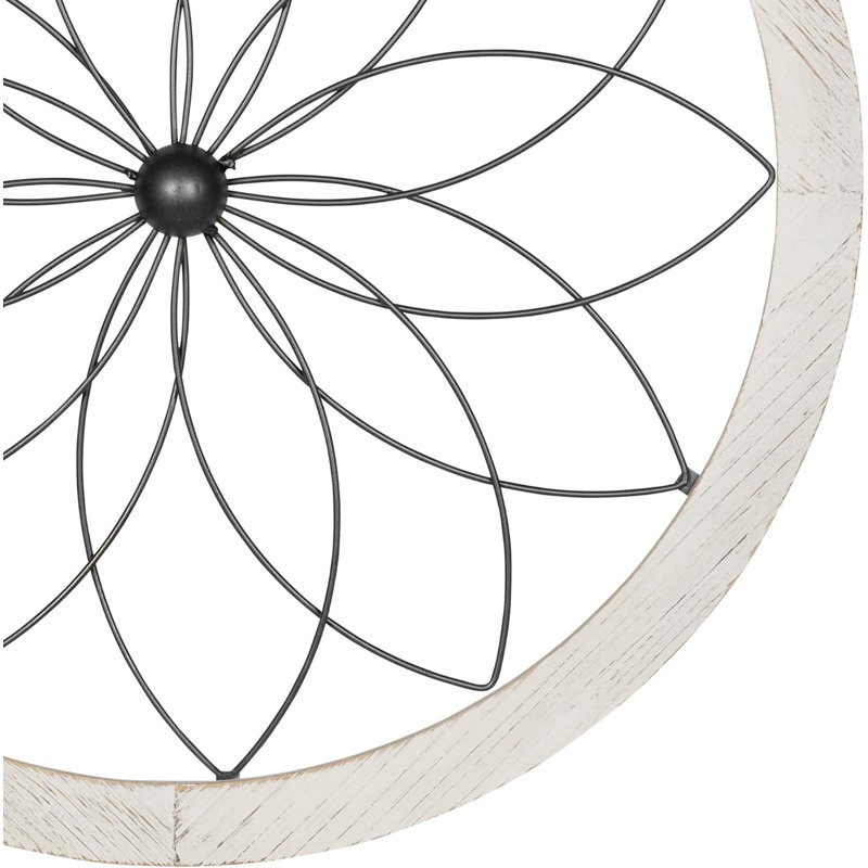 Décoration murale ronde médaillon, H 25,75 po x l 25,75 po x P 1 po, Blanc