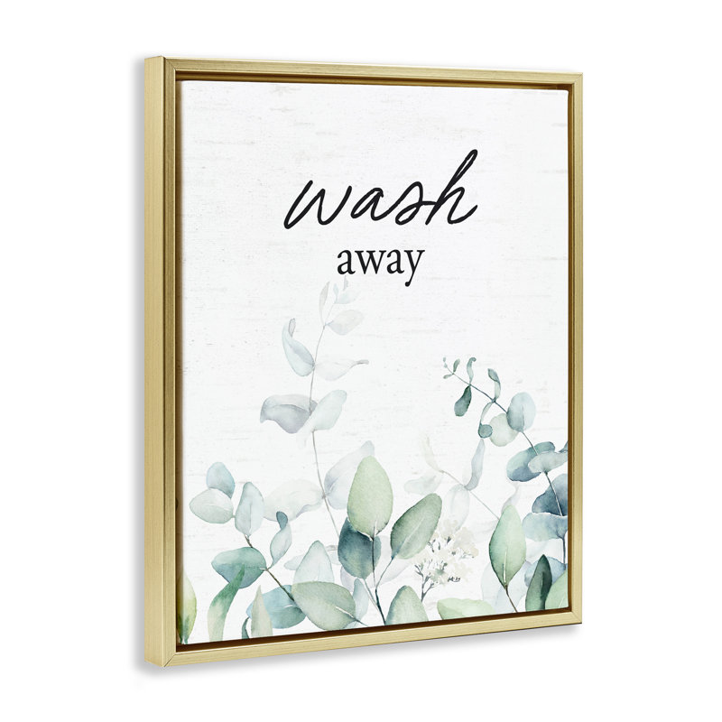 Wash Away Eucalyptus Floating Frame, design by Lettered and Lined, 31" H x 25" W, Metallic Gold Floater Frame