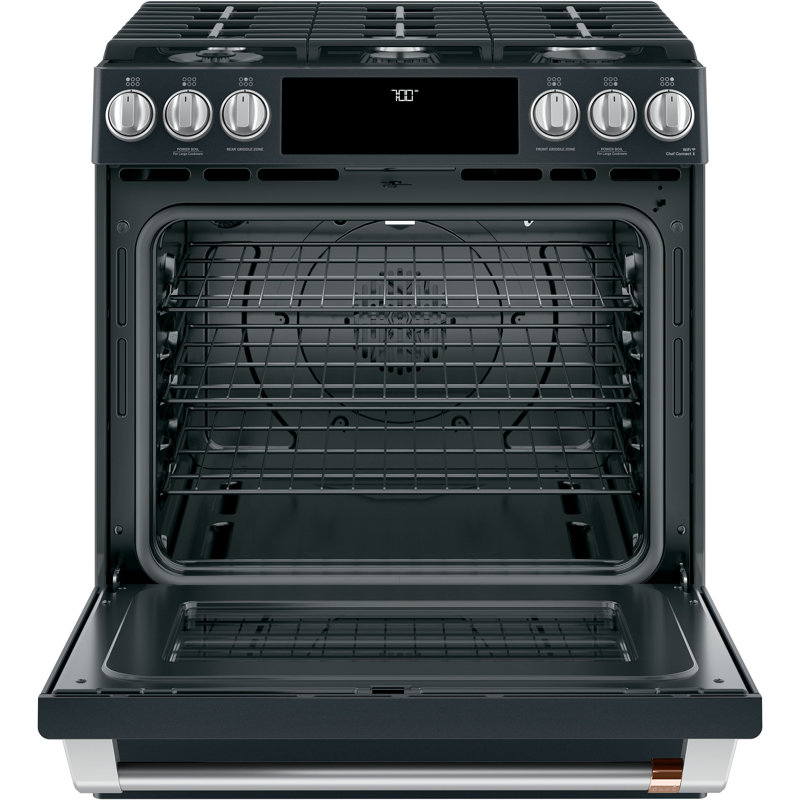 Café 30" 5.6 cu. ft. Slide-in Gas Range with Griddle, Matte Black