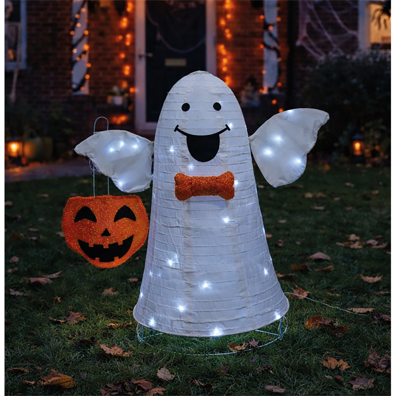 Halloween White Foldable Ghost Outdoor Decoration 80 LEDS