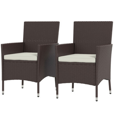 Ensemble de chaises de salle à manger 2 pièces en rotin, chaises empilables H 34,75 po, café foncé