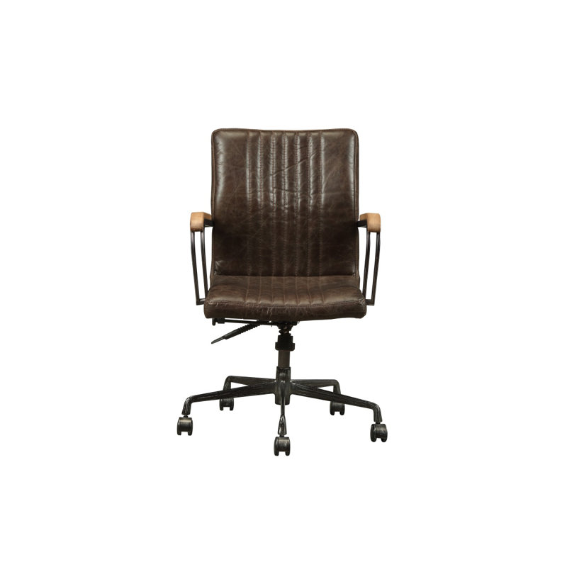 Chaise de bureau en cuir fleur Joslin